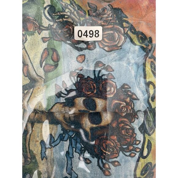 Grateful Dead Shirt Mens Large Blue Liquid Blue Tie Dye Skeleton Roses Band Tee - Picture 6 of 6